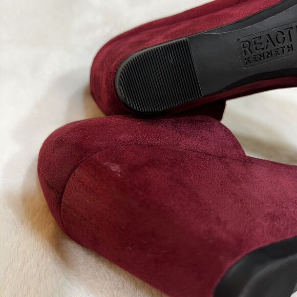 Kenneth Cole Reaction Wine Red Faux Suede Heels Wedge New Women’s Sz 6.5 - Picture 11 of 13
